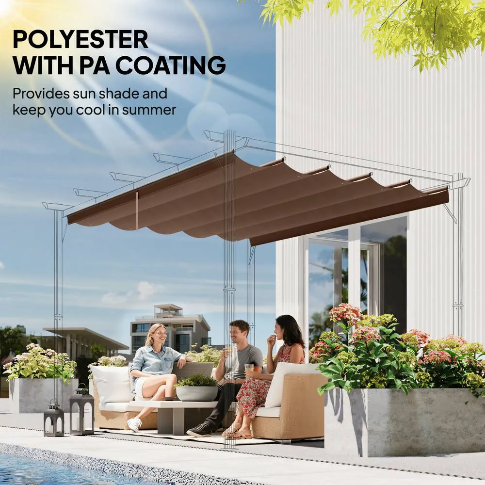 OUTSUNNY 3.5x2.6 m Pergola Cover Replacement for 4x3 m Frame, Brown 6