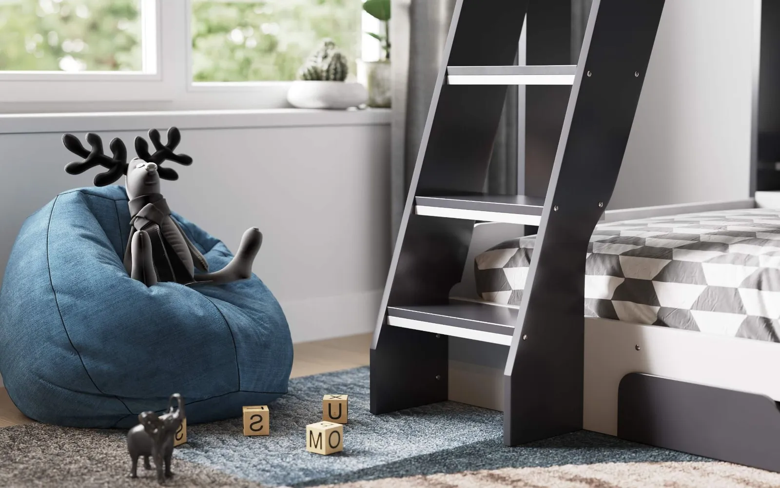 Flair Flick Triple Bunk Bed with Storage in Grey 4