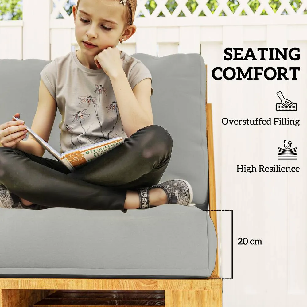 OUTSUNNY 2 Seat Pallet Cushions 20cm Thick Outdoor Seat Pads, Light Grey 4