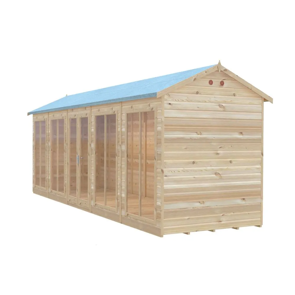 Shires Mayfield 20 x 6 Summerhouse - Wood - L179 x W595 x H240.9 cm in Light Brown 4