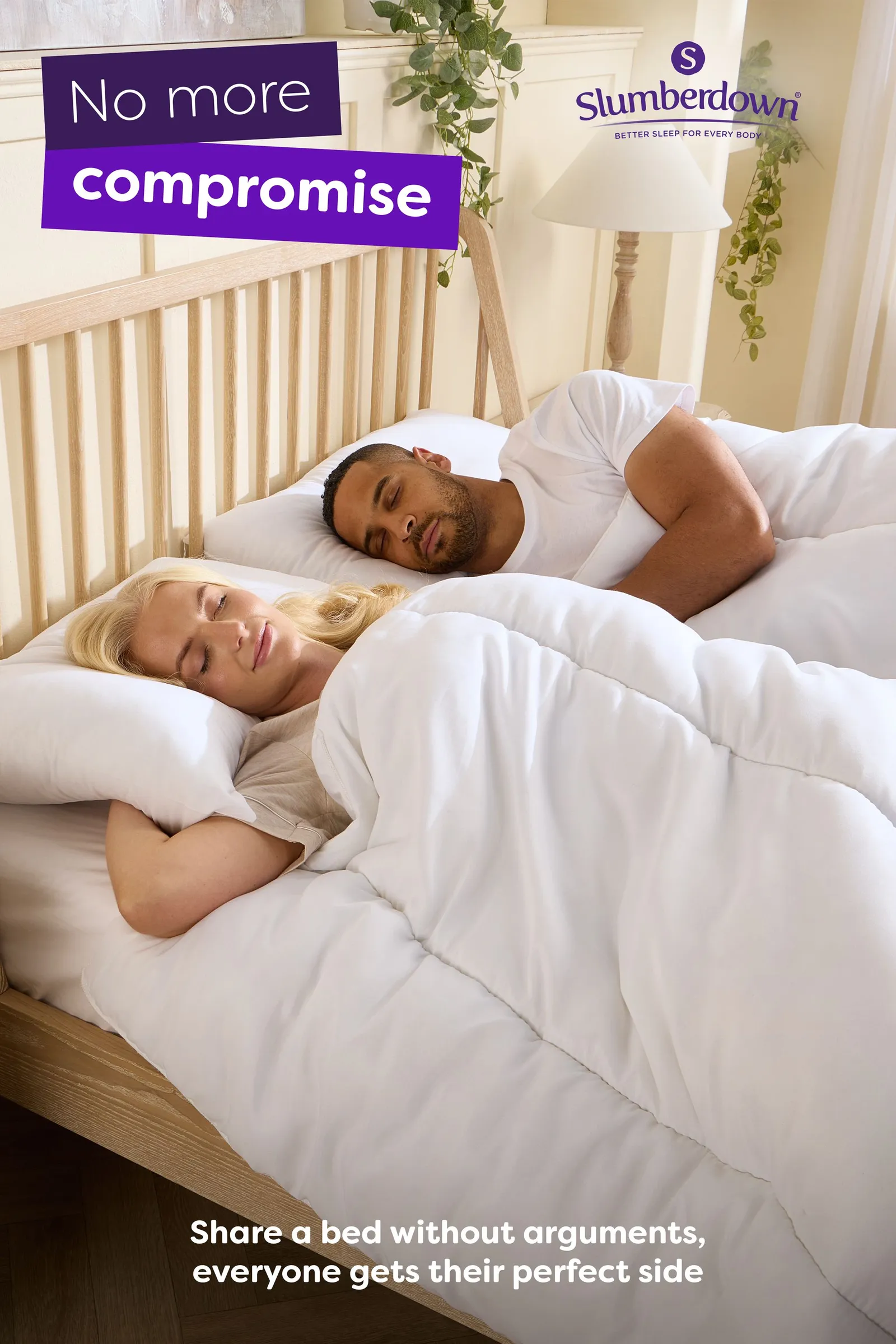 Slumberdown Made For You Two Duvet 4.5/10.5 Tog Duvet With 2 Pillows in White 4