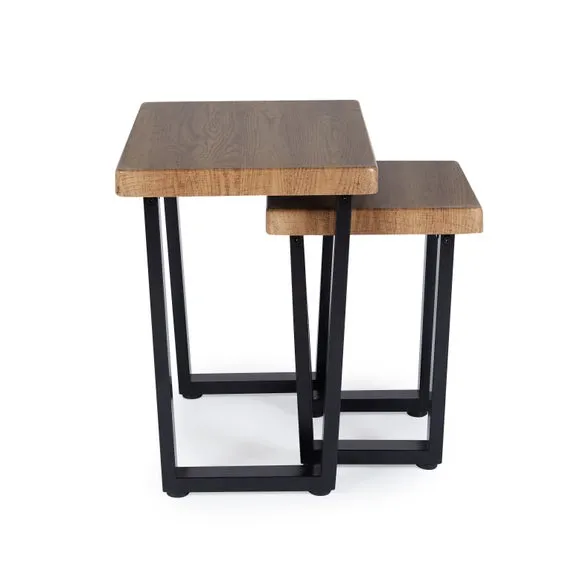 Freddie Nest of Side Tables, Rustic Wood Effect 3