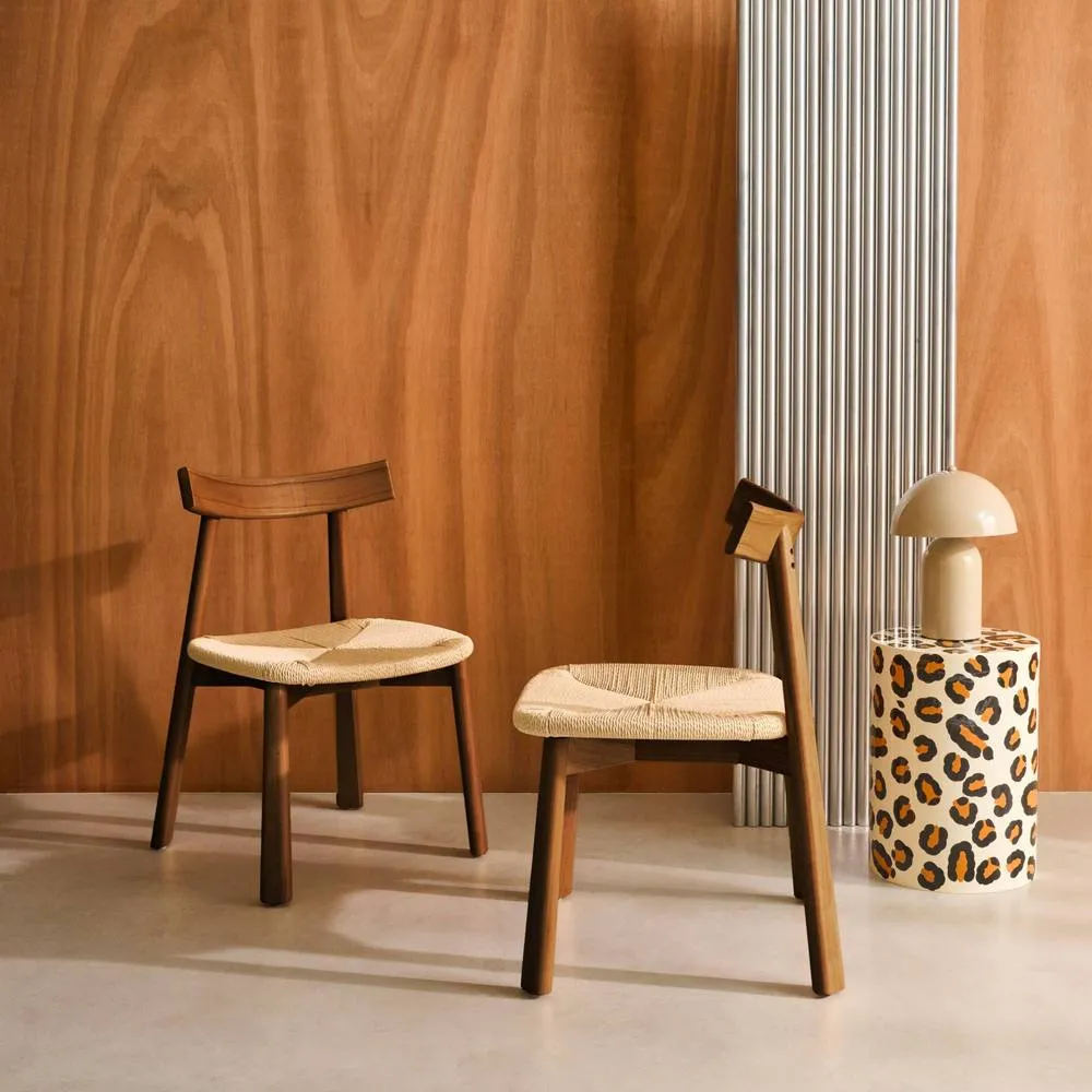 sweeek Set of 2 Scandinavian chairs in rubberwood with rope seat in Dark Brown 3
