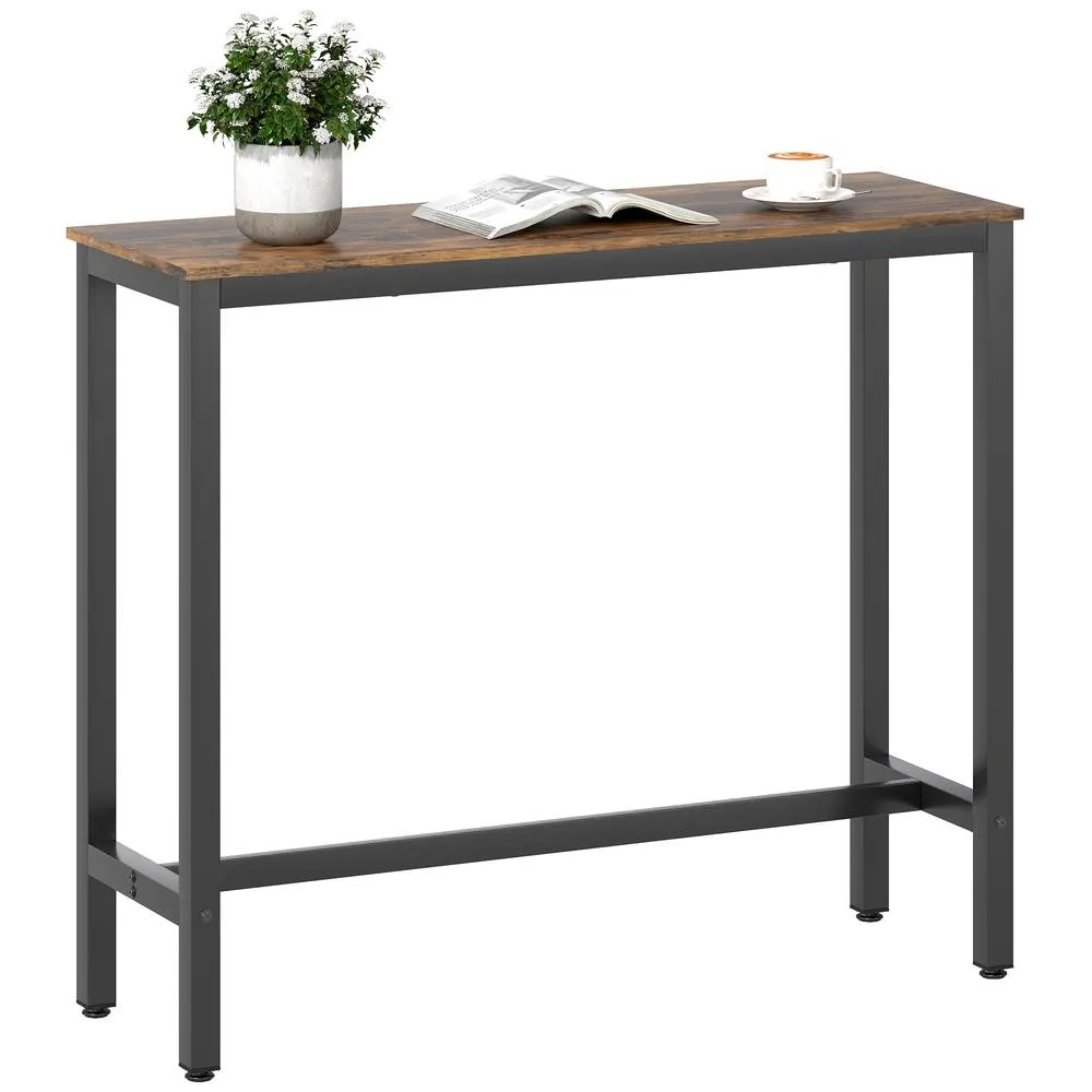 HOMCOM Bar Table Coffee Table with Adjustable Footpads for Breakfast Dining in Dark Brown 2