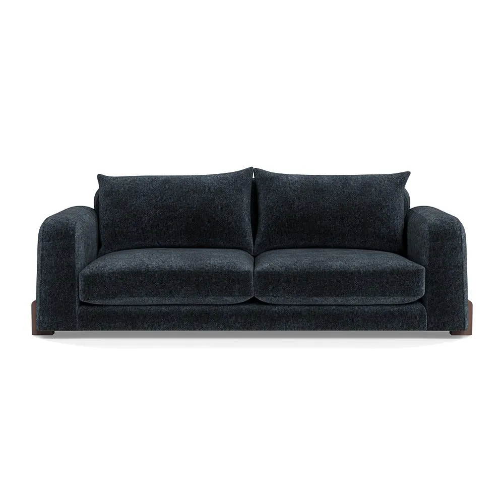 Heal's Nuvola 4 Seater Sofa Boucle Velvet Space Walnut Stained Oak Feet 2