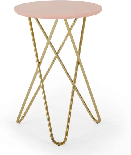 Eibar Side Table, Pink and Brass