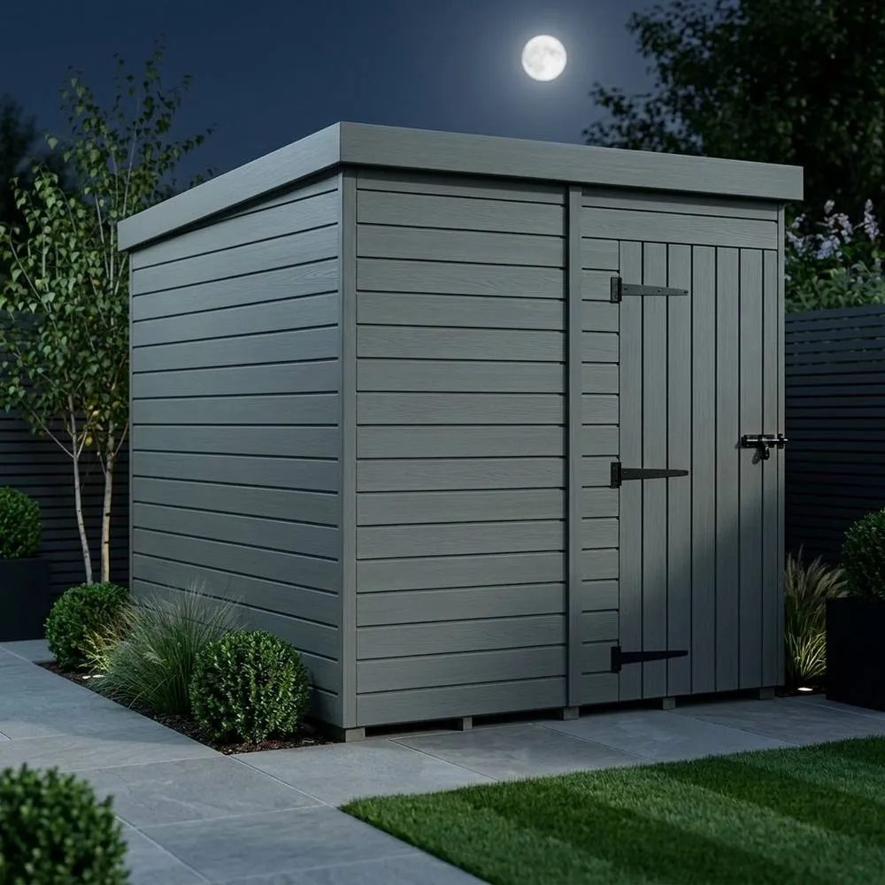 Buttercup Farm 7ft x 9ft Composite Pent Garden Shed Single Door No Windows - Grey 3
