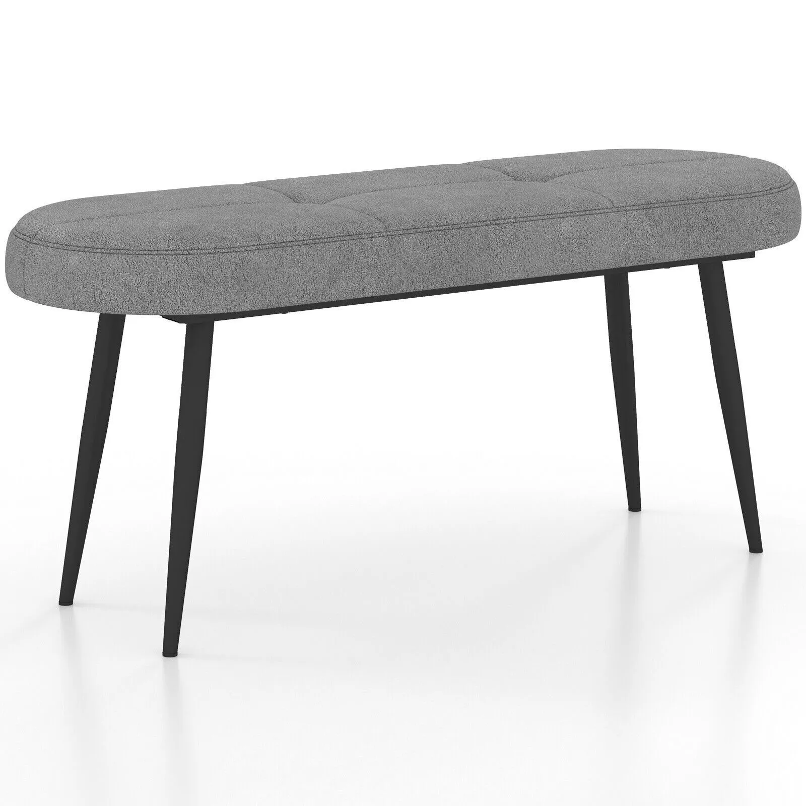 Costway 113 cm Ottoman Bench Bedroom Upholstered End of Bed Bench w/ Cushion in Grey