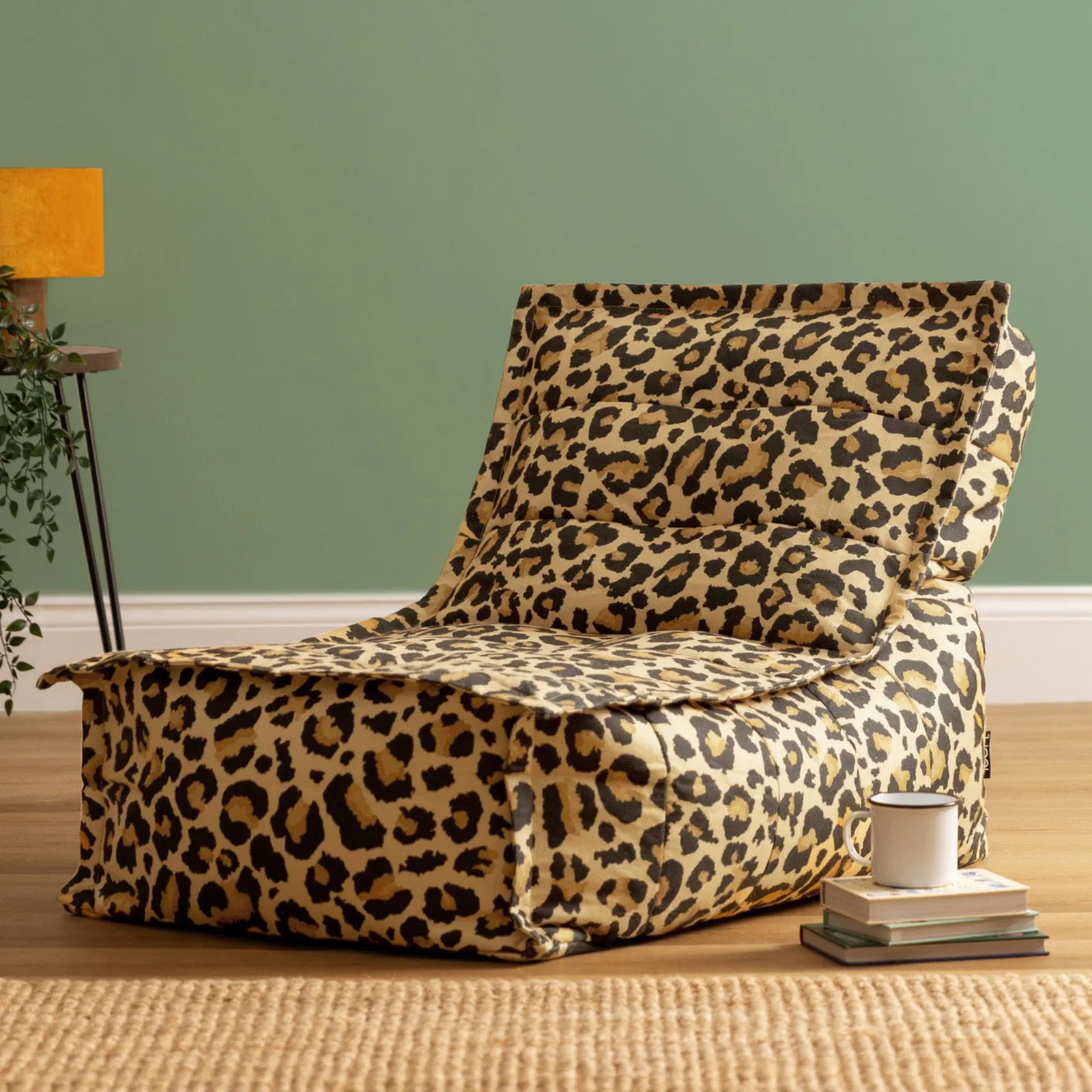 icon Dolce Scandi Leopard Soft Woven Kyoto Lounger Bean Bag, Multicolour