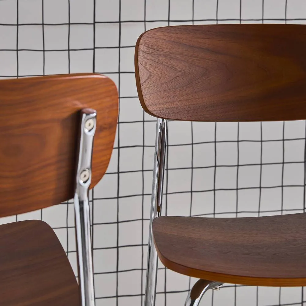 sweeek Vintage metal & plywood bar stool (set of 2) in Silver 6