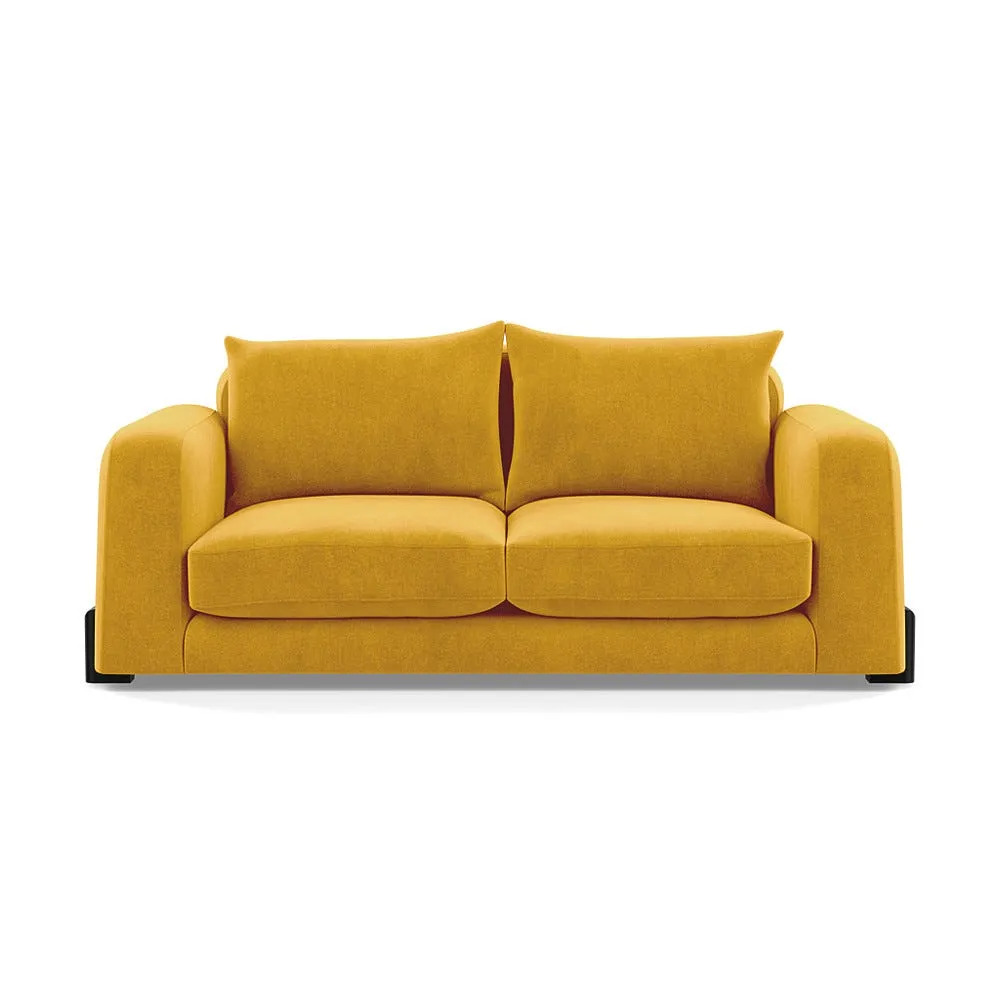 Heal's Nuvola 2 Seater Sofa Smart Luxe Velvet Canary Black Beech Feet