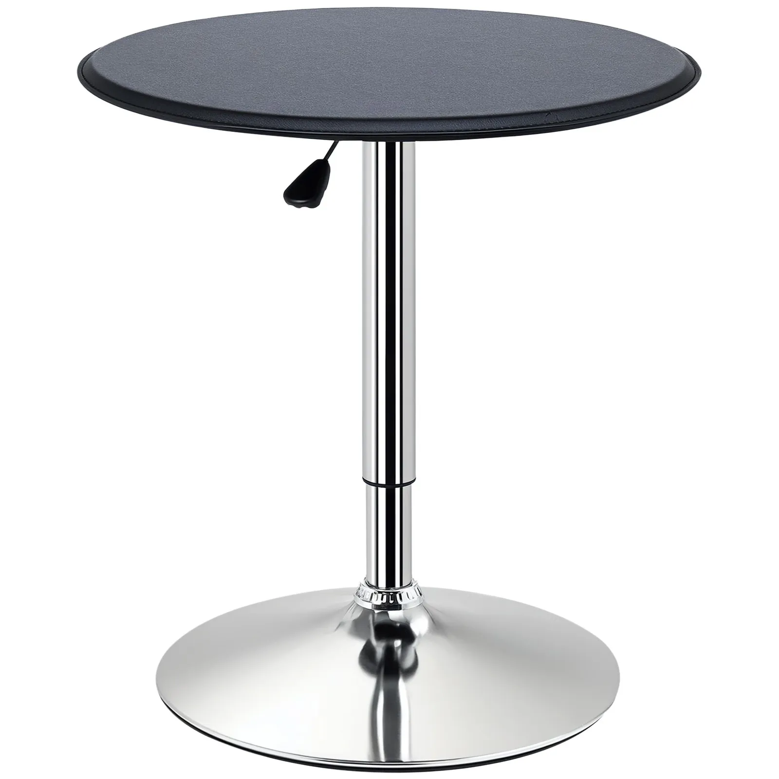 HOMCOM Adjustable Round Bistro Bar Table PU Leather Top Steel Base Bistro in Black 2