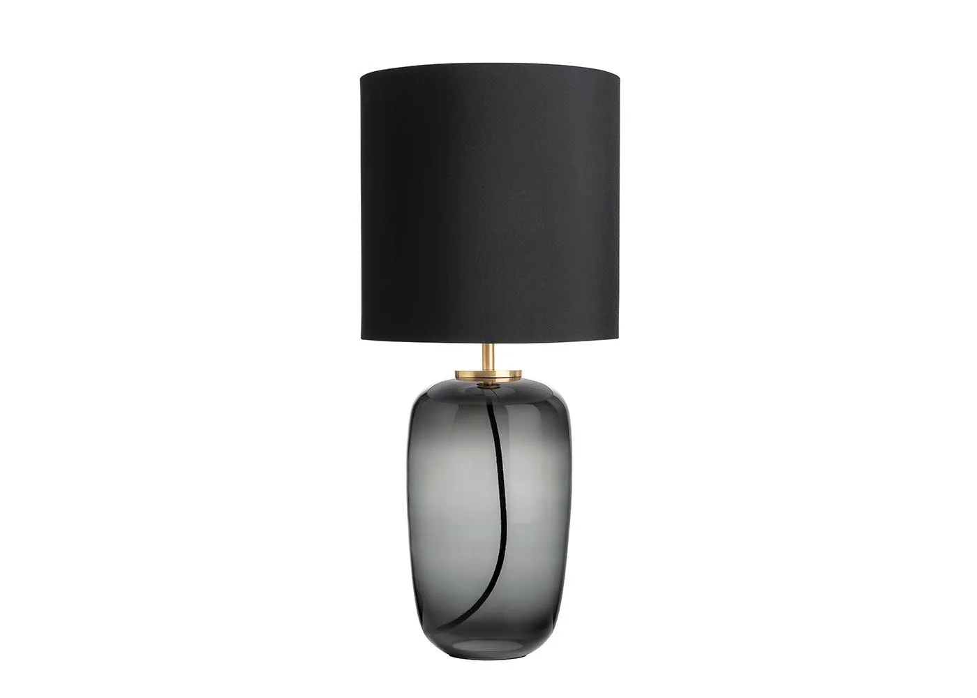 Hadeland Glassverk Vega Table Lamp Grey & Brass with Black Shade