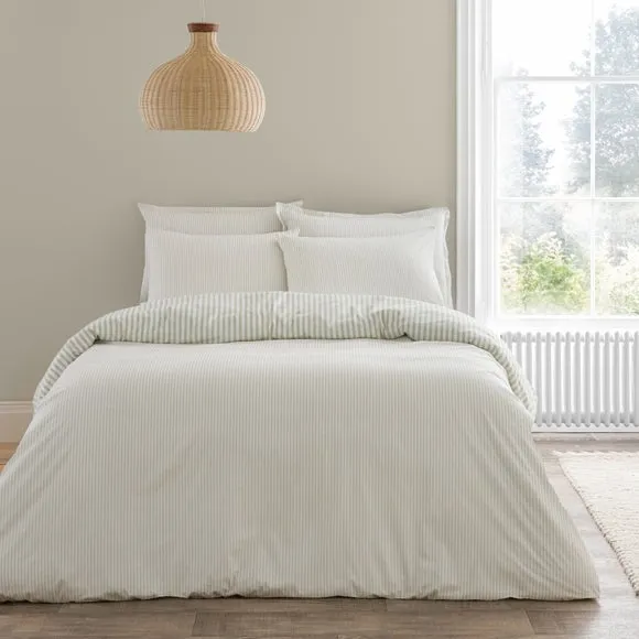 Dawson Stripe 100% Washed Cotton Duvet Cover & Pillowcase Set 2