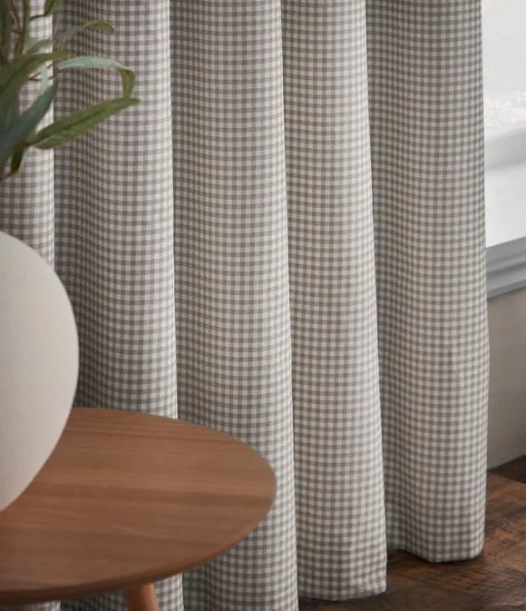 Sydney Gingham Polycotton Blackout Eyelet Curtains 4