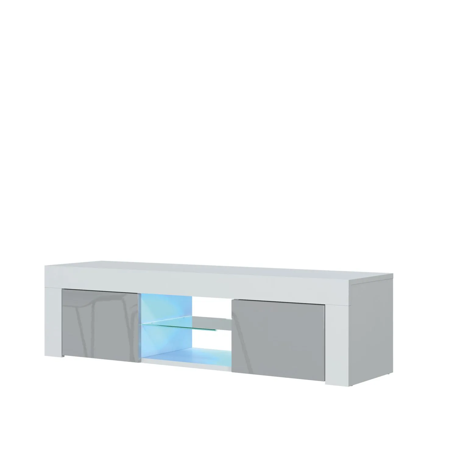 Creative Furniture Loom TV Unit 130cm - A Minimalist & Sophisticated Cabinet with Gloss Doors & LED Lights in Grey 4