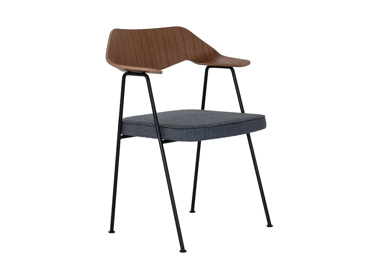 Case 675 Chair Walnut Dark Grey Seat Black Legs