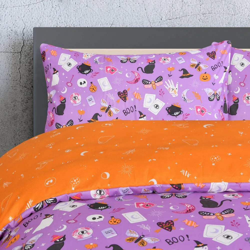 Smart Living Luxury Soft Reversible Celestial Halloween Duvet Cover & Pillowcases in Lilac 5