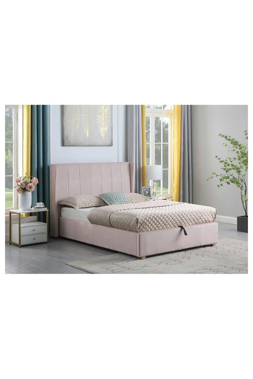 Seconique Amelia Plus 4'6" Double Storage Bed in Pink 1