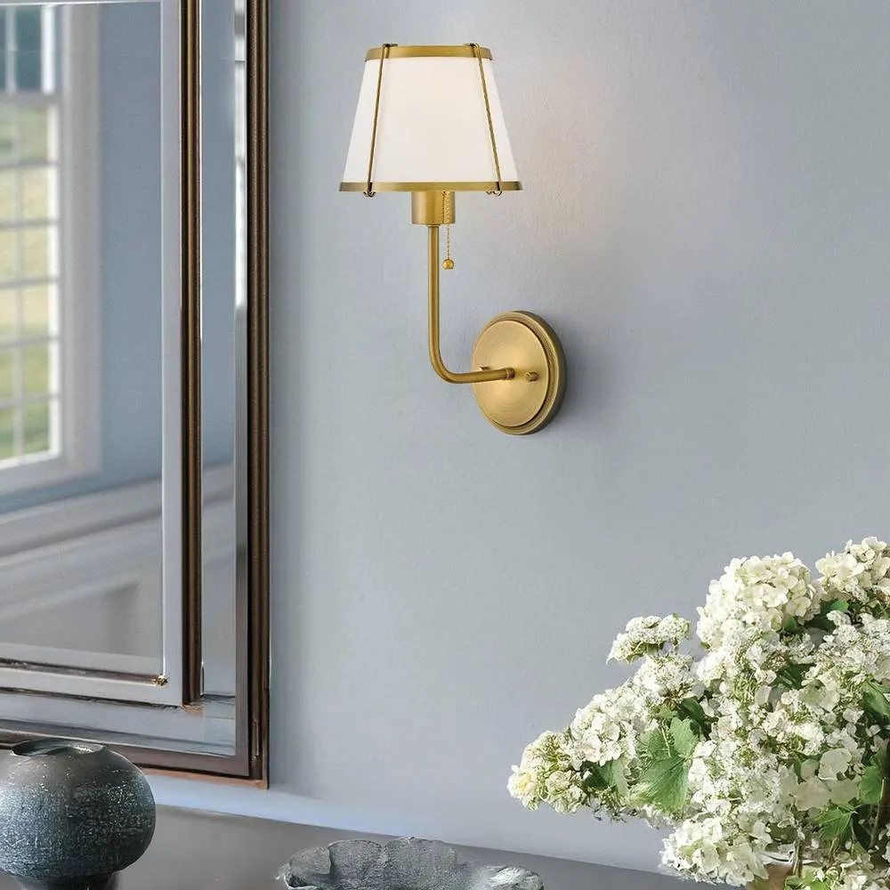 Netlighting Hinkley Clarke Wall Lamp Shade Darkened Brass Ivory Linen Shade 1x E27 in Bronze 2