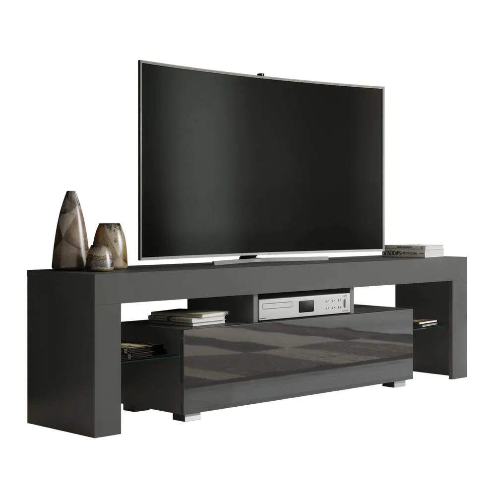 Creative Furniture TV Unit 160cm Stylish Modern - Dark Grey with High Gloss Doors 3