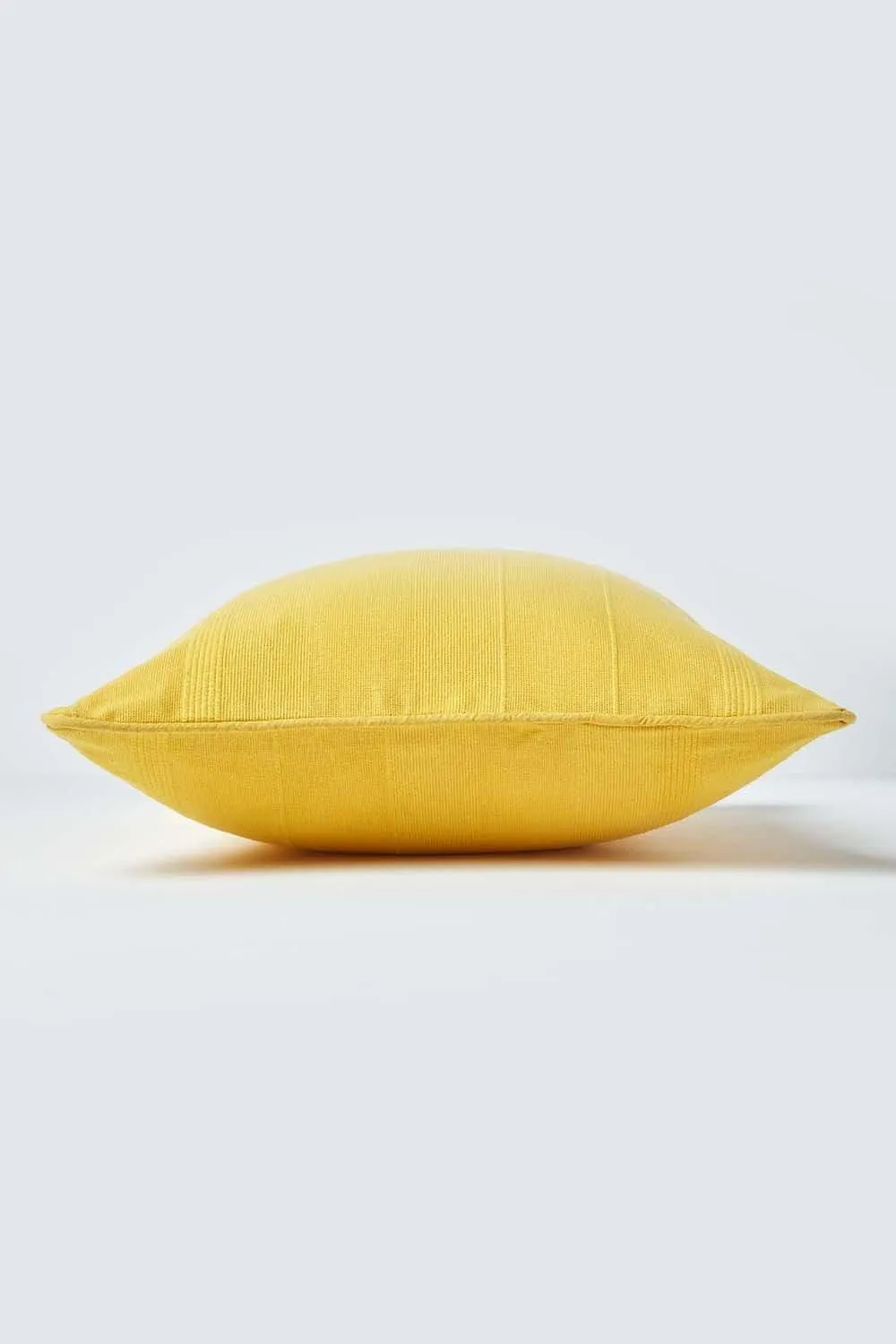 Homescapes Cotton Rajput Ribbed Cushion Cover in Bright Yellow 2