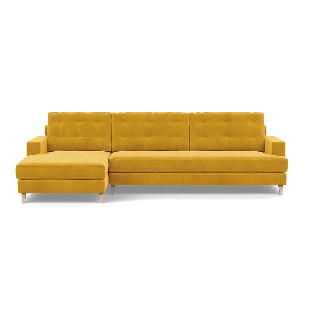 Heal's Mistral Left Hand Facing Corner Sofa Smart Luxe Velvet Canary Natural Feet 1