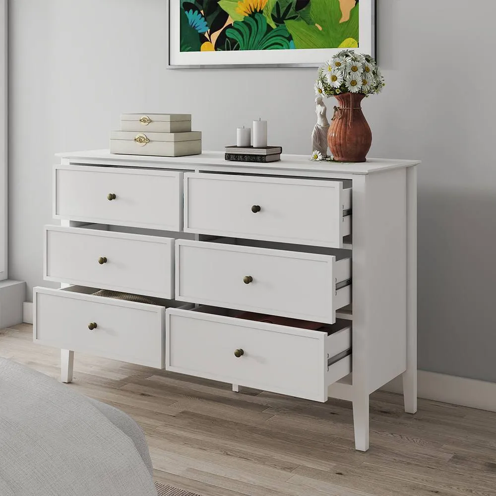 Melody Maison White 6 Drawer Chest Of Drawers - Rowley White Range 6