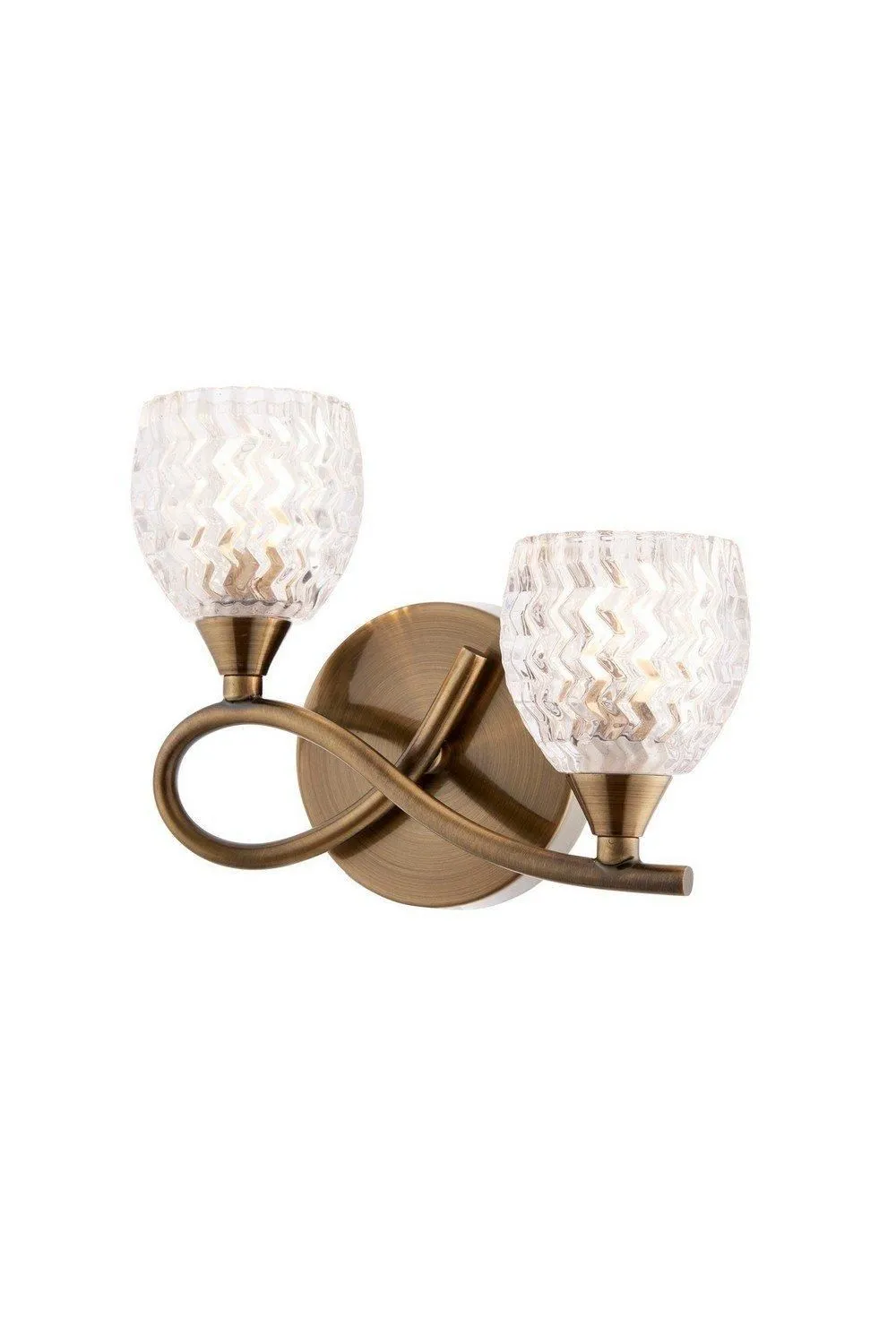 Netlighting Boyer 2 Light Indoor Wall Light Antique Brass with Glass G9 in Gold
