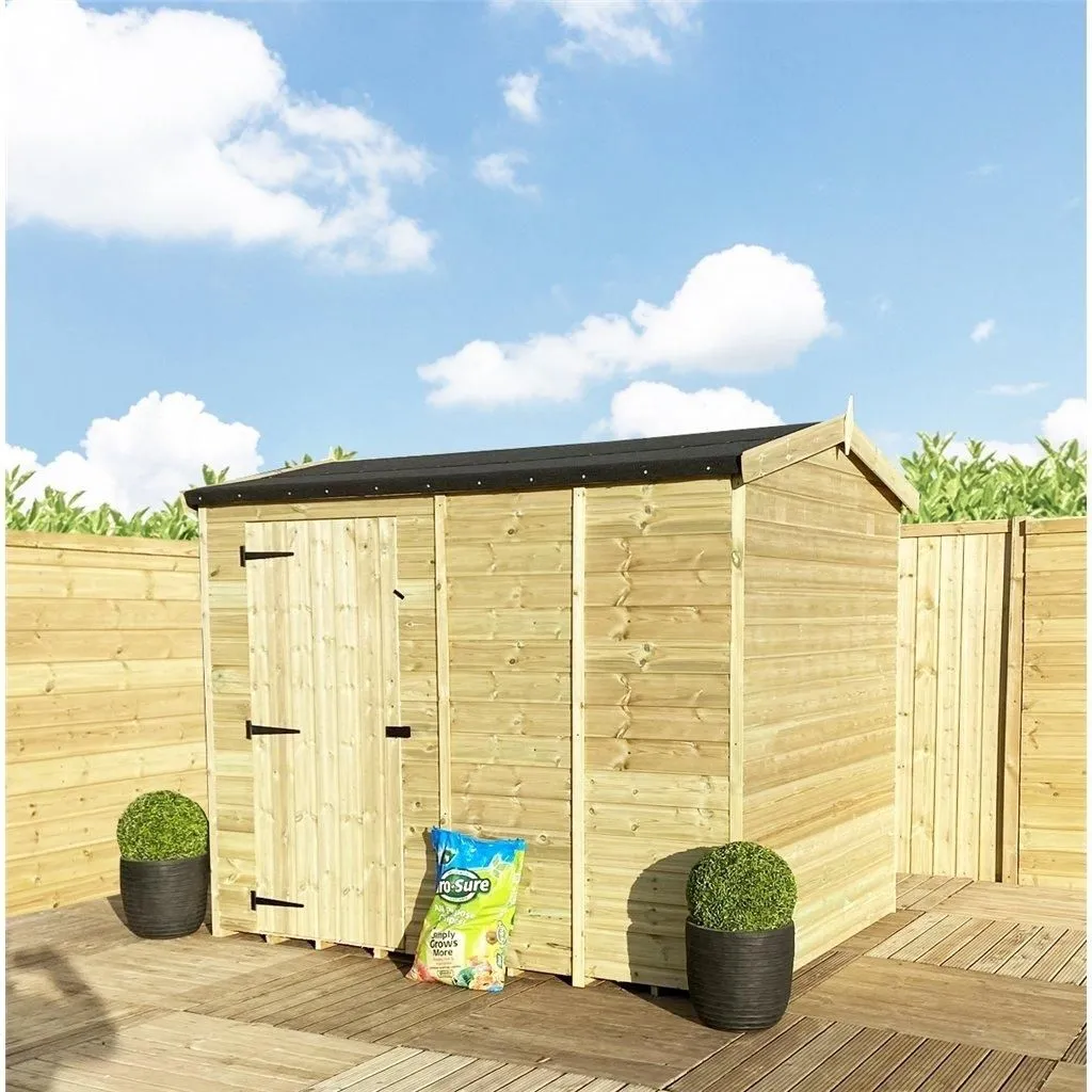 Marlborough 13 x 8 Pressure Treated High Eaves Reverse Apex Shed with Single Door in Natural