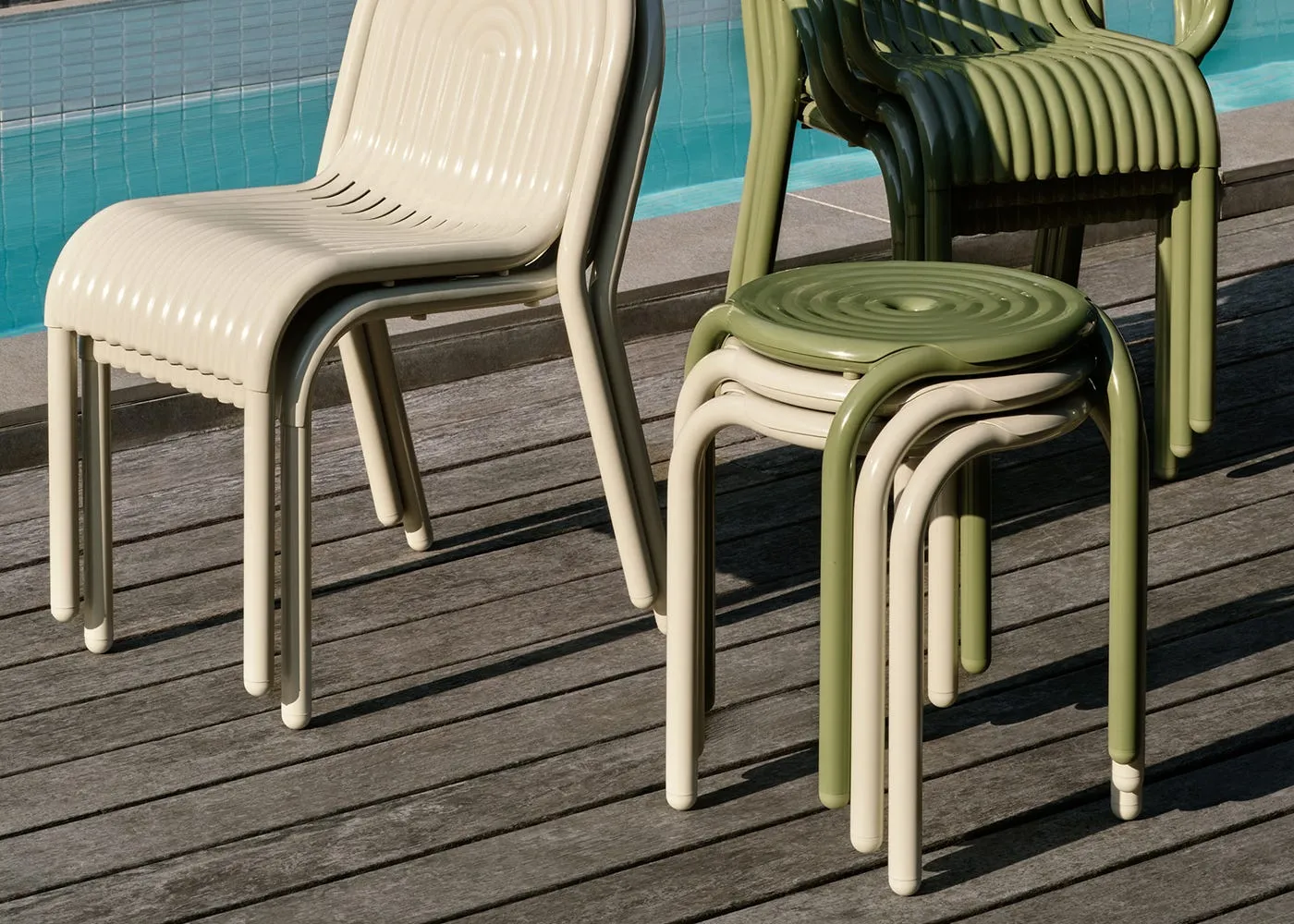Tom Dixon Groove Outdoor 4 Legged Stool Moss 3
