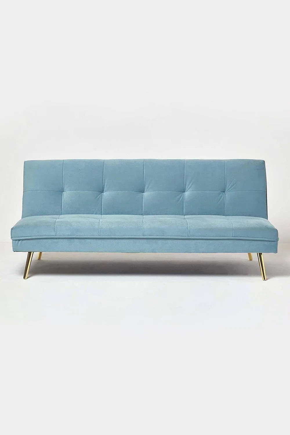 Homescapes Laurie Velvet Click Clack Sofa Bed in Blue 1