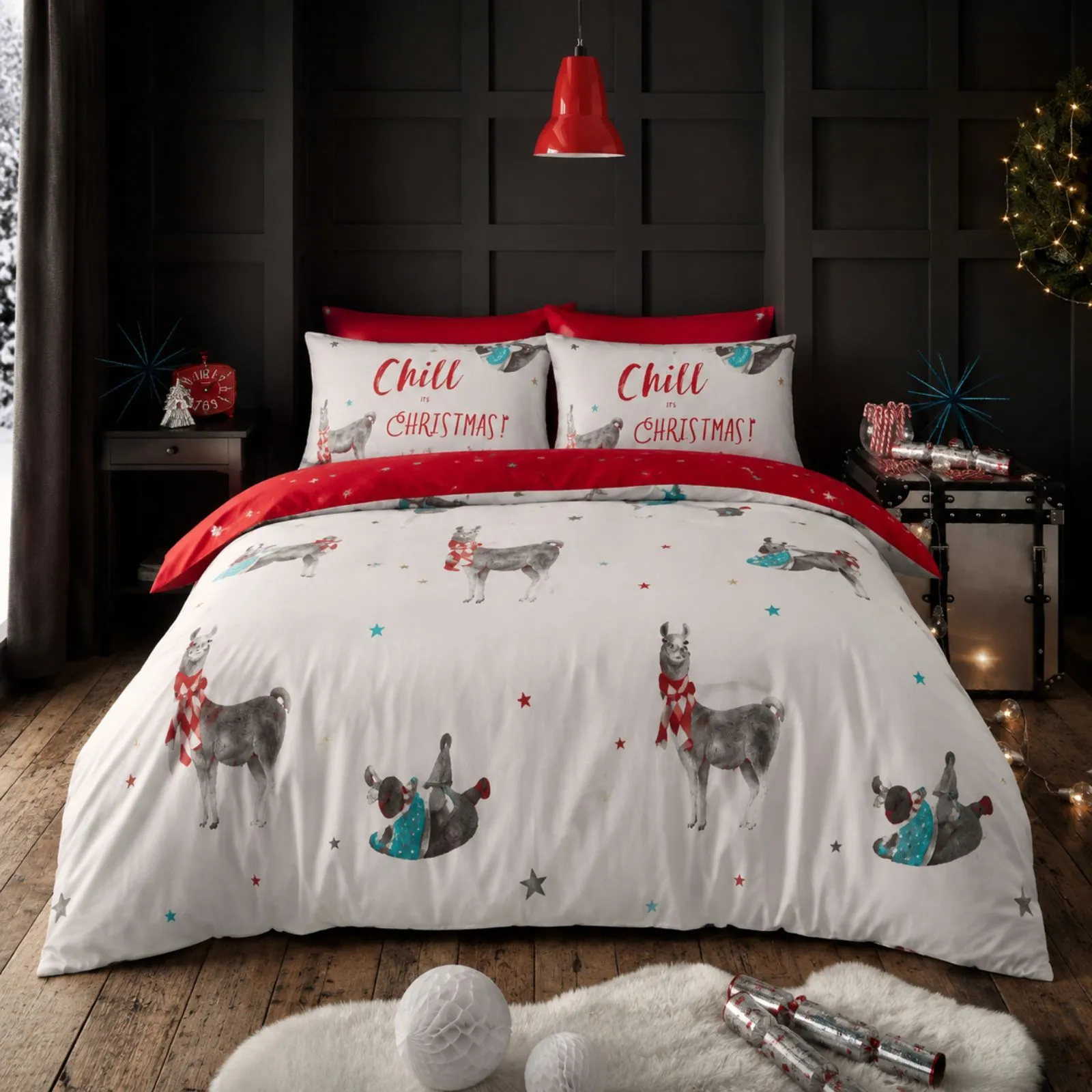 Smart Living Printed Polycotton Christmas Duvet Cover With Pillowcases in White 2