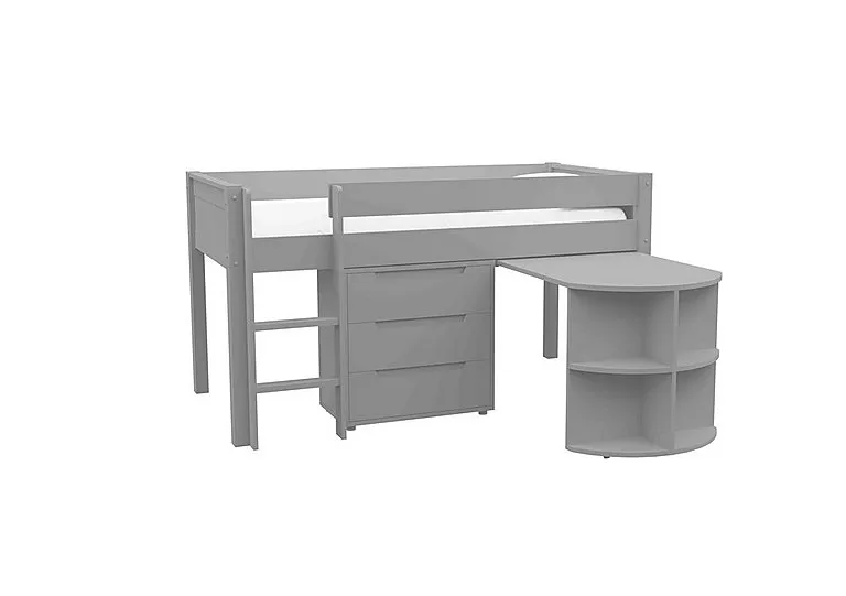 Chase Mid Sleeper with Desk and 3 Drawer Chest - Grey