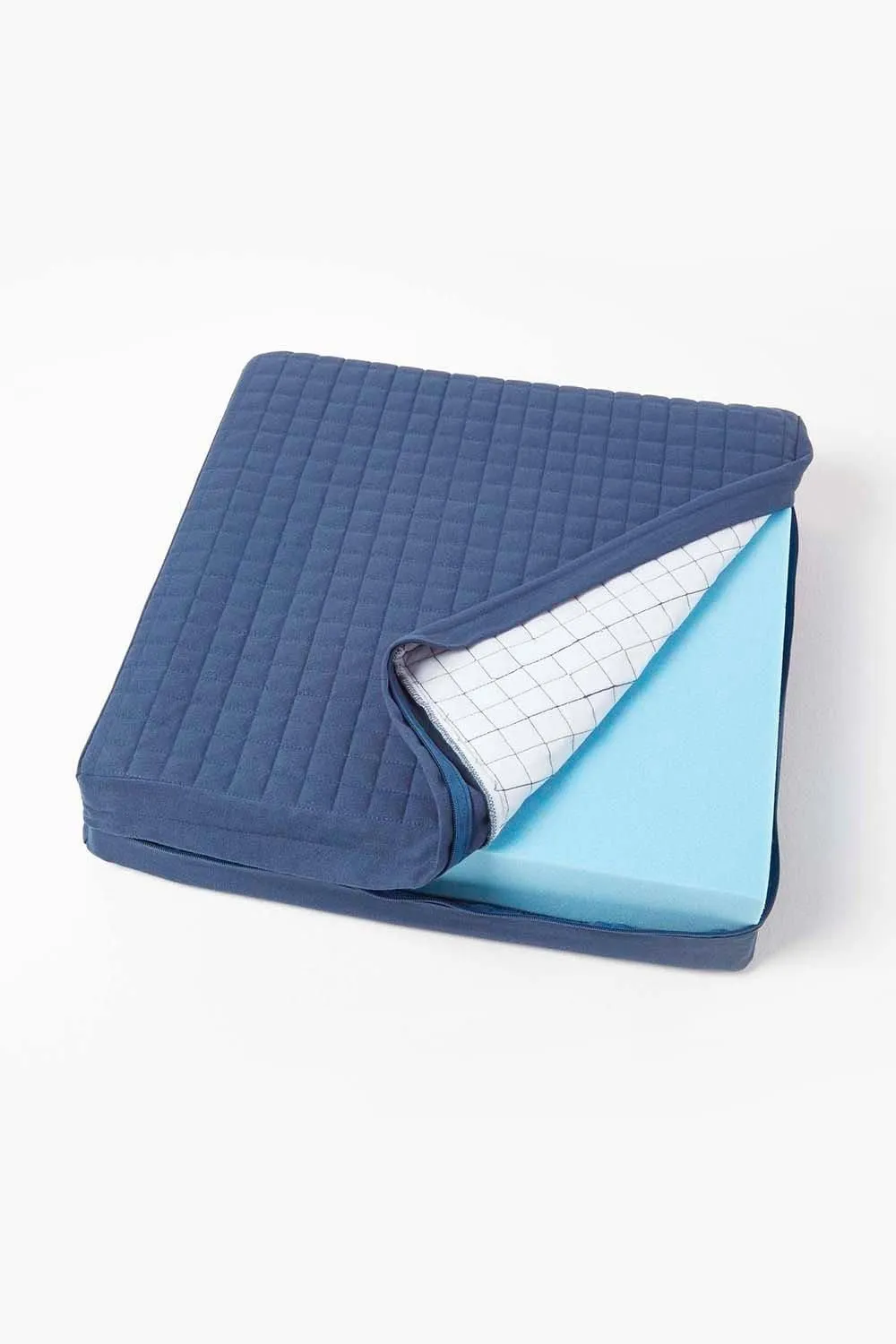 Homescapes Cotton Orthopaedic Foam Armchair Booster Cushion in Navy 2