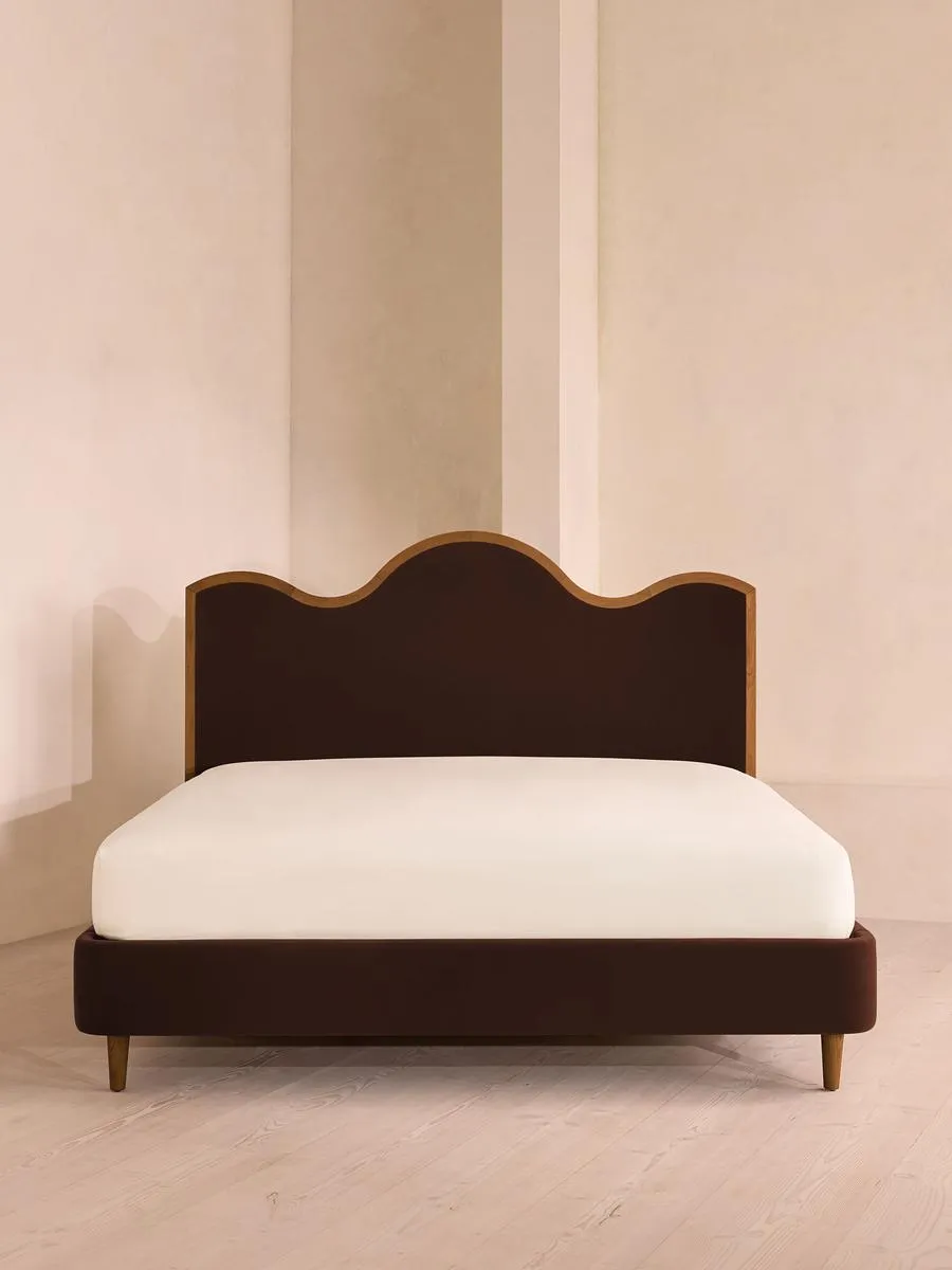 Aubrey Bed, King, Velvet, Chocolate
