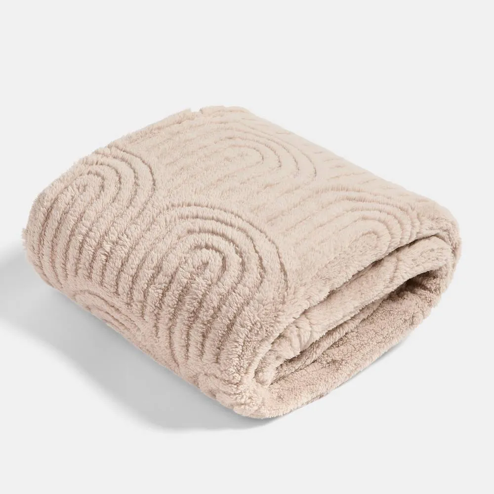 OHS Tufted Arches Throw Teddy Fleece Blanket Winter Soft Warm Bedspread in Light Brown