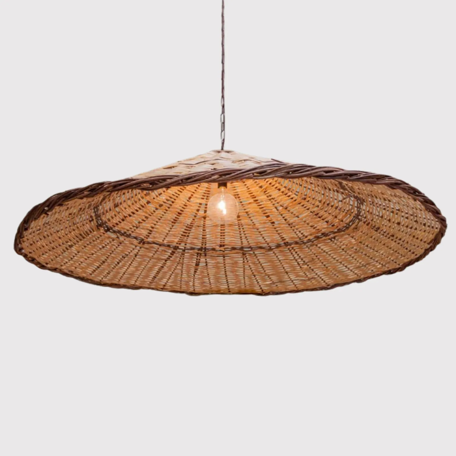 Umbrella Hanging Lamp Light, Neutral Rattan | Barker & Stonehouse