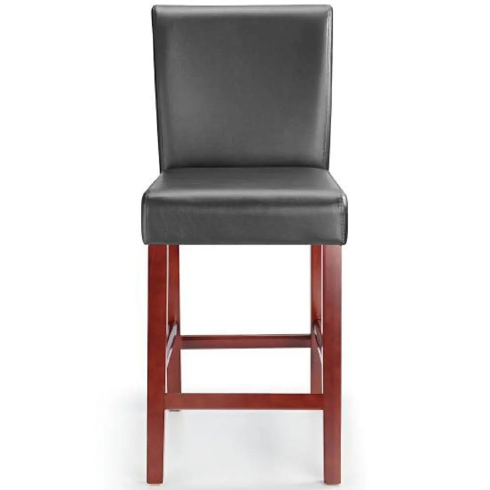 netfurniture Sayni Walnut Frame Kitchen Bar Stool Black Padded Seat & Back 2