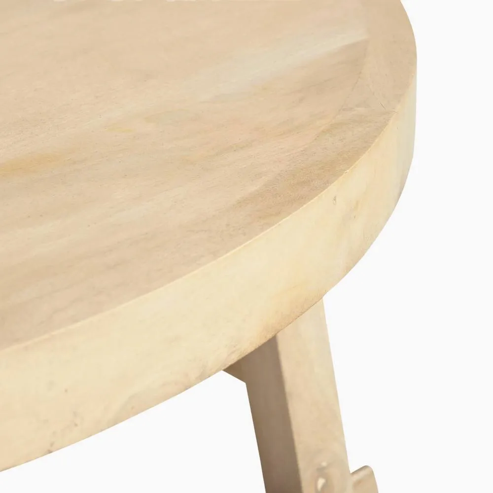 FurnitureboxUK Rockies Round White Oak Wood Coffee Table in Light Brown 5
