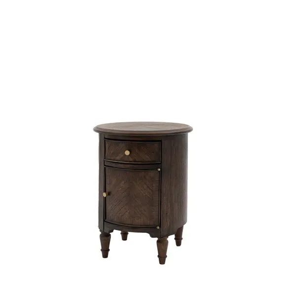 Matola Dark Wood Drum Side Table 5