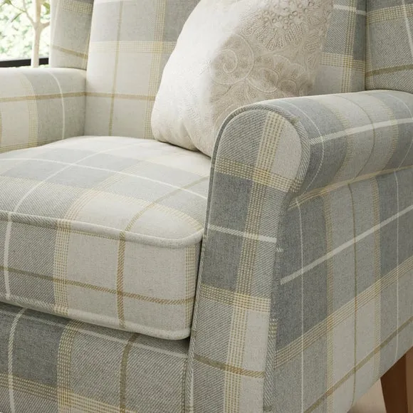Oswald Grande Check Wingback Armchair 4