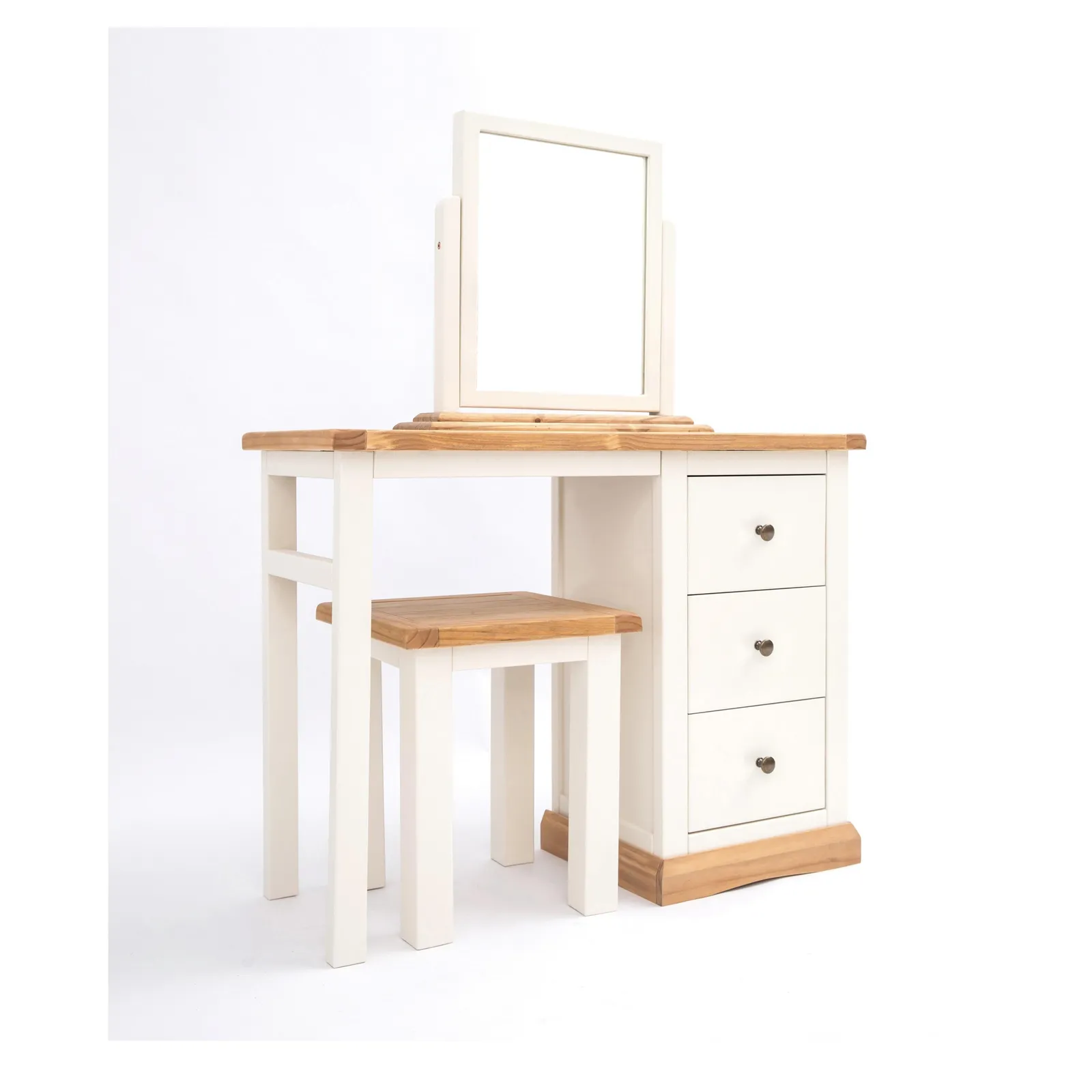 Cabinet Bits Trevi 3 Drawer Dressing Table Set Brass Knob in Off-White 2