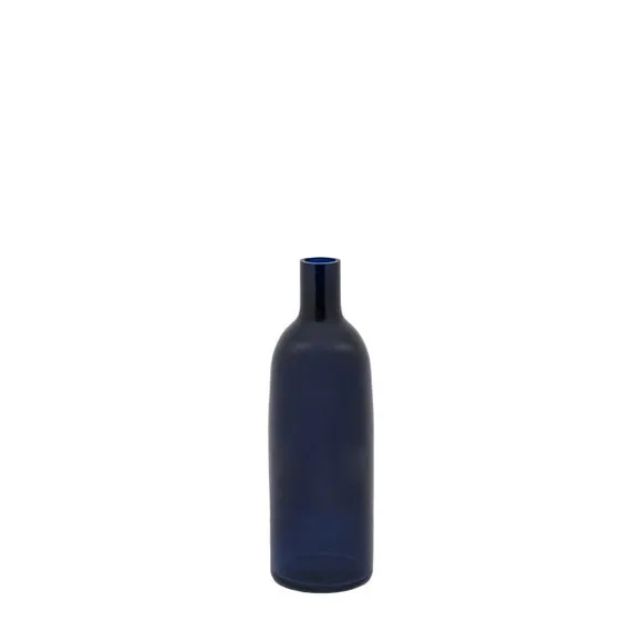 Crossland Grove Bayonne Glass Bottle Vase Ink 275Mm, Blue