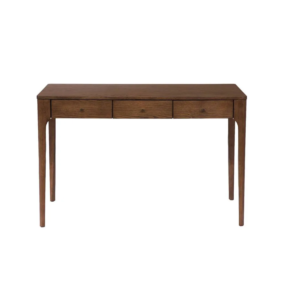 sweeek Rubberwood desk with 3 drawers ash veneer in Dark Brown 3