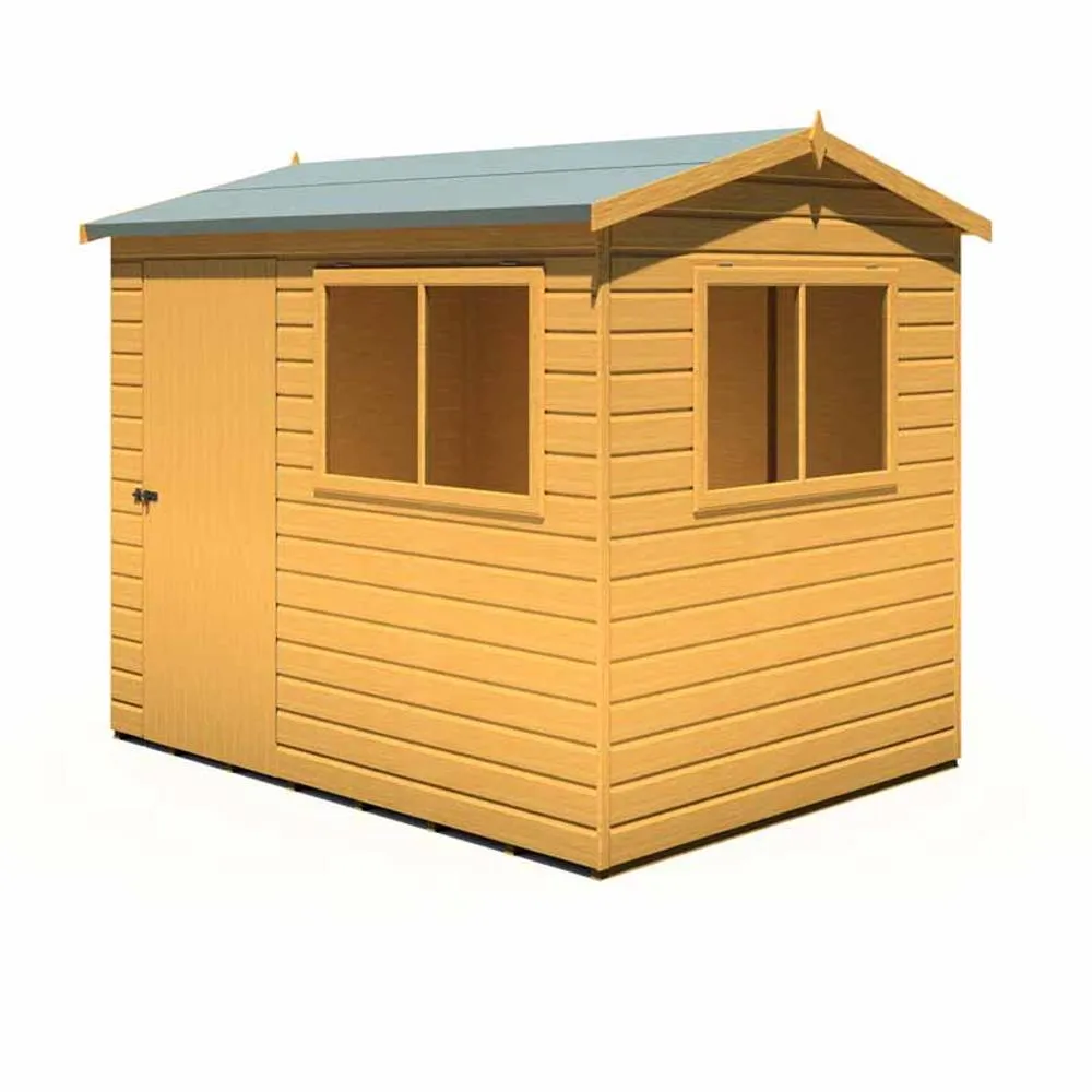 Shires Lewis 8 x 6 Feet Single Door Reverse Apex Style D Shed in Brown 4