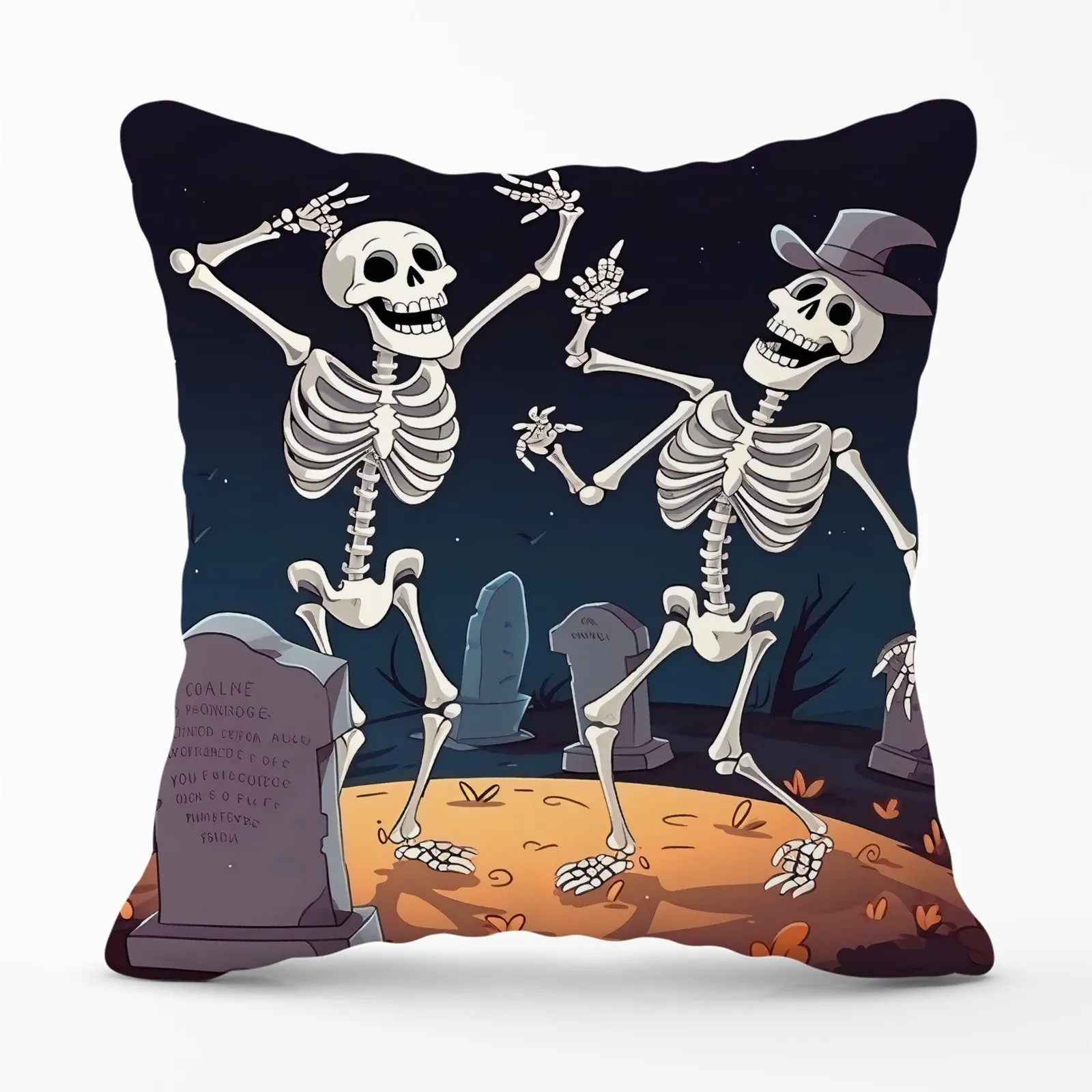 Warren Reed - Designer Skeletons Dancing Cushions in Black