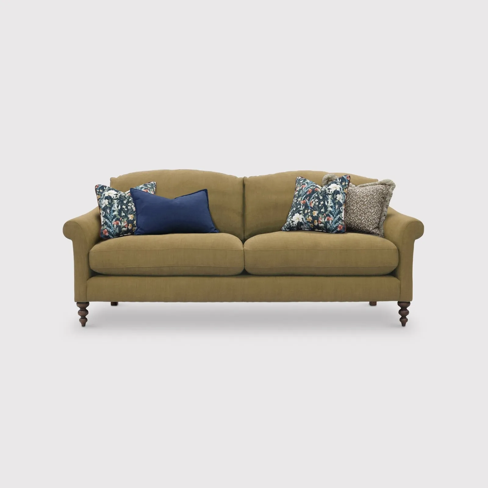 English Heritage Clover 26 Large Sofa With Pre Set Scatters, Yellow | Barker & Stonehouse 1