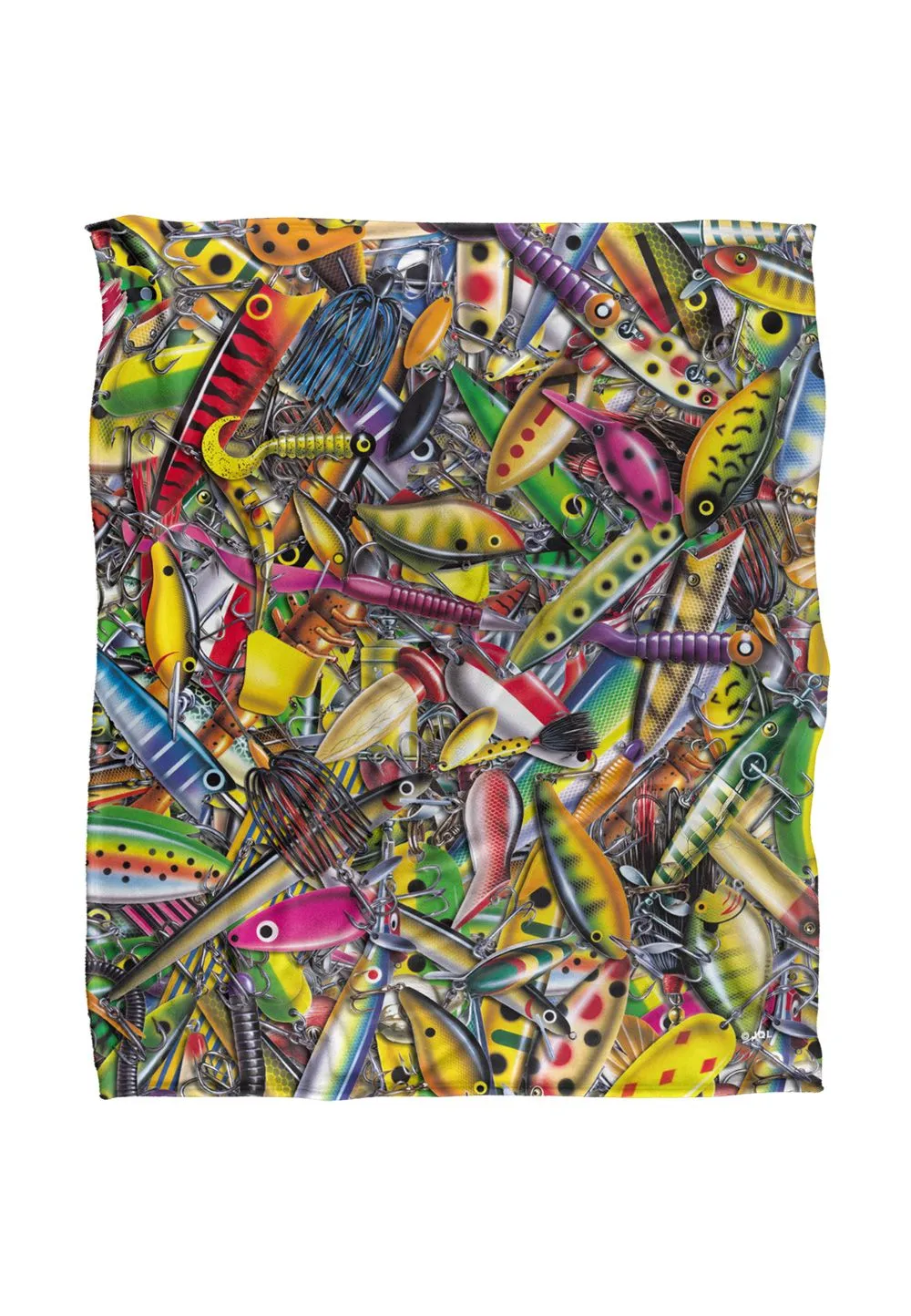 JQ Licensing Fishing Lures Silky Touch Super Soft Throw Blanket 152 X 127 cm in White