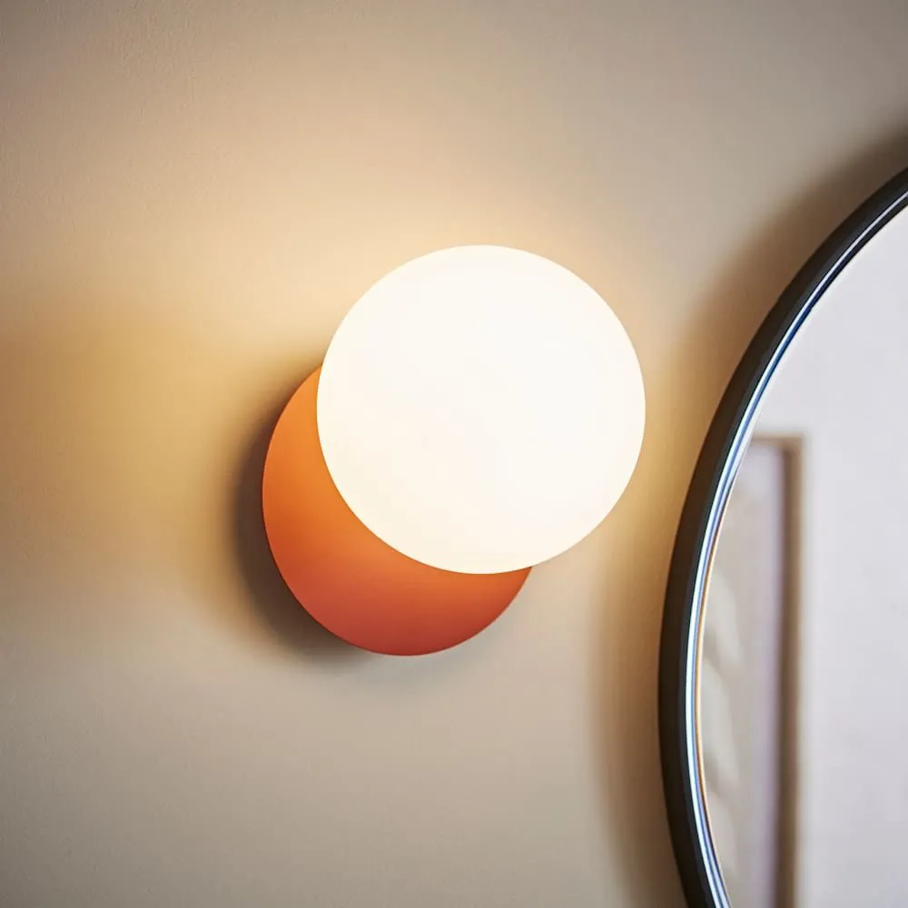 ValueLights Darla Pair of Frosted Globe IP44 Rated Bathroom Wall Lights in Burnt Orange 2